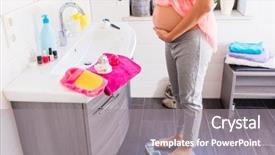  Presentation with weight - PPT theme with personal grooming - soon-to-be mother controlling her weight background and a gray colored foreground