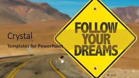  Presentation with dreams - Presentation theme with personal growth - follow your dreams sign background and a gold colored foreground