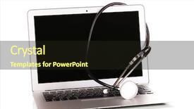  Presentation with personal - Beautiful presentation theme featuring personal health - silver notebook with a stethoscope backdrop and a  colored foreground