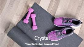  Presentation with yoga for stress management - Cool new slides with personal hobbies - yoga mat sneakers and dumbbells backdrop and a gray colored foreground