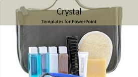  Presentation with cosmetic - Slide set with personal hygiene - black traveling cosmetic bag background and a mint green colored foreground