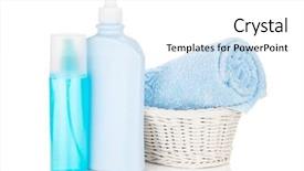  Presentation with cosmetics - Slides featuring personal hygiene - cosmetics bottles and blue towel background and a white colored foreground