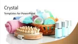  Presentation with cosmetics - Presentation theme featuring personal hygiene - hotel cosmetics kit isolated background and a white colored foreground