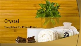  Presentation with still life crucifixion table - Audience pleasing PPT layouts consisting of personal hygiene - spa still life backdrop and a gold colored foreground