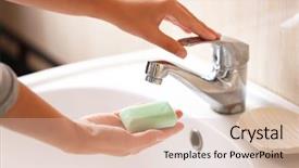  Presentation with under water - Slide deck having personal hygiene - washing of hands with soap background and a soft green colored foreground