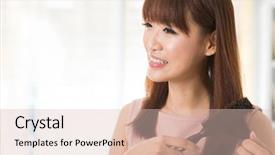  Presentation with hair corporate female - PPT theme having personal hygiene - young asian female combing her background and a lemonade colored foreground
