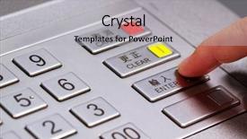  Presentation with atm - PPT theme consisting of close up of old wooden stamp on document form background and a coral colored foreground