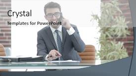  Presentation with teaching financial analysis - Colorful slide deck enhanced with manager sitting at his working backdrop and a  colored foreground