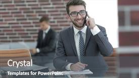  Presentation with working capital - Slide set consisting of manager sitting at his working background and a dark gray colored foreground