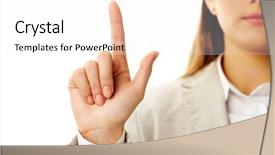  Presentation with forefinger - PPT layouts featuring business body language - photo of female hand background and a white colored foreground