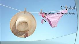  Presentation with preteen girls bikini - PPT layouts enhanced with personal journey line - bikini sunglasses and hat background and a light blue colored foreground