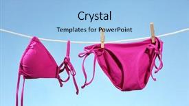  Presentation with light hanging - Colorful PPT theme enhanced with personal journey line - bright bikini hanging on rope backdrop and a light blue colored foreground