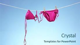  Presentation with journey line - Beautiful theme featuring personal journey line - bright bikini hanging on rope backdrop and a cool aqua colored foreground