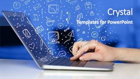  Presentation with personal - Colorful slide set enhanced with personal marketing - laptop computer with hand drawn backdrop and a cobalt blue colored foreground