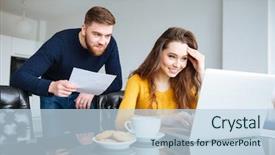  Presentation with young happy couple - Beautiful theme featuring personal money - portrait of a happy young backdrop and a lemonade colored foreground