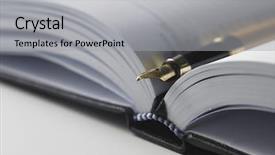  Presentation with pen - Presentation theme having personal organiser - pen on the notebook background and a light gray colored foreground