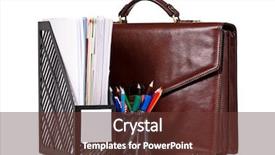  Presentation with brown leather - Cool new presentation with personal portfolio - brown leather briefcase with office backdrop and a  colored foreground
