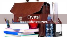  Presentation with brown and white - Beautiful PPT layouts featuring personal portfolio - brown leather briefcase with office backdrop and a  colored foreground