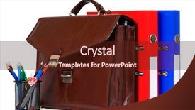  Presentation with brown leather - Theme having personal portfolio - brown leather briefcase with office background and a tawny brown colored foreground