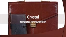  Presentation with brown and white - Beautiful presentation theme featuring personal portfolio - brown leather briefcase with office backdrop and a tawny brown colored foreground