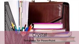  Presentation with brown and white - Colorful PPT theme enhanced with personal portfolio - brown leather briefcase with office backdrop and a  colored foreground