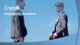  Presentation with portfolio - PPT theme having personal portfolio - business colleagues talking background and a light blue colored foreground