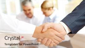  Presentation with personal - Theme with personal power - close-up of business people making background and a coral colored foreground