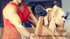  Presentation with woman sport - PPT theme with personal power - sport fitness bodybuilding lifestyle background and a coral colored foreground