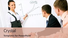  Presentation with ideas - Colorful theme enhanced with personal presentation - young business woman presenting his backdrop and a  colored foreground