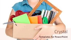  Presentation with property - Amazing PPT theme having leaving job - personal property in carton isolated backdrop and a lemonade colored foreground