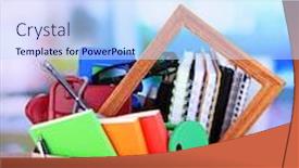  Presentation with personal - Beautiful theme featuring personal property in carton on office desk backdrop and a sky blue colored foreground