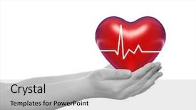  Presentation with heart pulse - Colorful slide set enhanced with personal protection - concept or conceptual 3d red backdrop and a light gray colored foreground