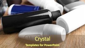  Presentation with different - Slide set featuring personal protection items - different deodorants for men background and a  colored foreground