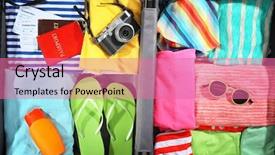  Presentation with traveler - Slide deck enhanced with personal protection items - opened traveler case closeup background and a coral colored foreground