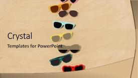  Presentation with summer - Theme featuring personal protection items - summer eyewear and accessory concept background and a  colored foreground