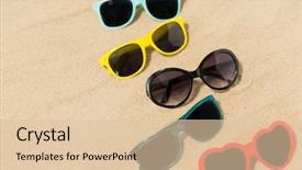  Presentation with summer - PPT layouts consisting of personal protection items - summer eyewear and accessory concept background and a  colored foreground