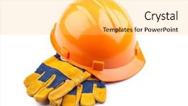  Presentation with personal protective equipment - Slides consisting of personal protective equipment - orange hard hat and gloves background and a  colored foreground