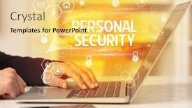  Presentation with personal data - Colorful PPT layouts enhanced with personal-security-inscription-on-laptop backdrop and a yellow colored foreground