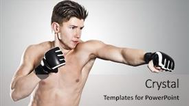  Presentation with self defense - PPT theme enhanced with personal self defense - image of a boxing young background and a soft green colored foreground