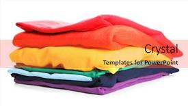  Presentation with rainbow - Theme featuring personal selling - folded rainbow clothes on white background and a  colored foreground