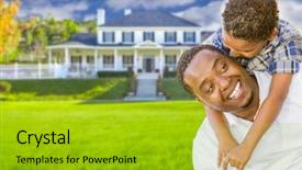  Presentation with african american and baby - Beautiful PPT theme featuring personal selling - happy playful african american father backdrop and a  colored foreground