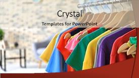  Presentation with rainbow - Presentation featuring personal selling - rack with rainbow clothes indoors background and a lemonade colored foreground