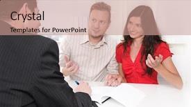  Presentation with married couple - Slide deck with personal selling - young married couple at desk background and a coral colored foreground