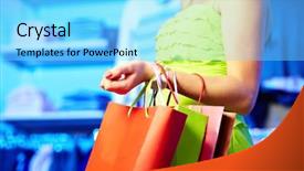  Presentation with three - Presentation having personal shopper - image of shopaholic arm background and a  colored foreground