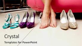  Presentation with lady - Cool new presentation theme with personal shopper - legs of lady with several backdrop and a sky blue colored foreground