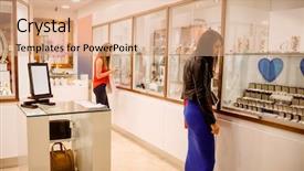  Presentation with women - Slide deck with personal shopper - two women shopping in jeweler background and a coral colored foreground