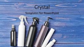  Presentation with cosmetic - Amazing slides having personal style - different cosmetic bottles on blue backdrop and a teal colored foreground