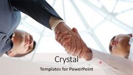  Presentation with success business - Colorful PPT layouts enhanced with personal success - close-up of business people handshaking backdrop and a coral colored foreground