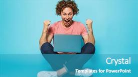  Presentation with blue and silver birthday - PPT layouts with personal success - photo of successful man 20s background and a teal colored foreground