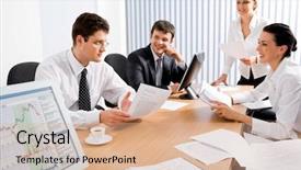  Presentation with portrait of medical professionals - Beautiful presentation theme featuring models of dental titanium implants backdrop and a light gray colored foreground